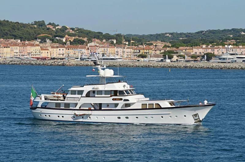 a boat in the water aboard IF ONLY Yacht for Sale