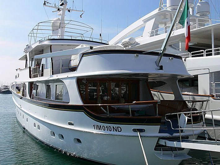 a large white boat aboard IF ONLY Yacht for Sale
