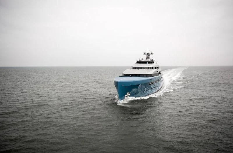 a boat in the water aboard AVIVA Yacht for Sale