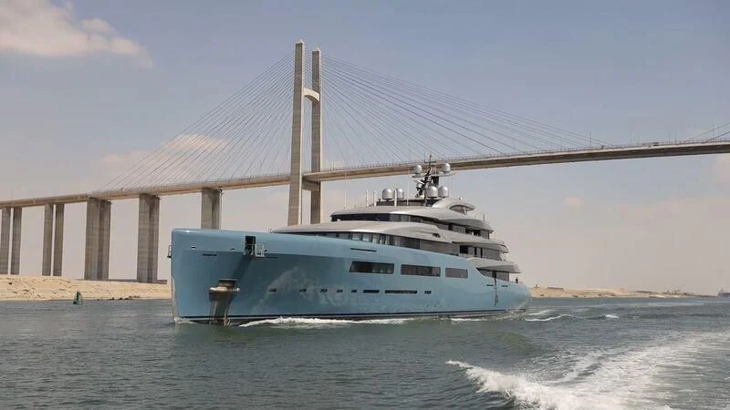 a large boat in the water aboard AVIVA Yacht for Sale