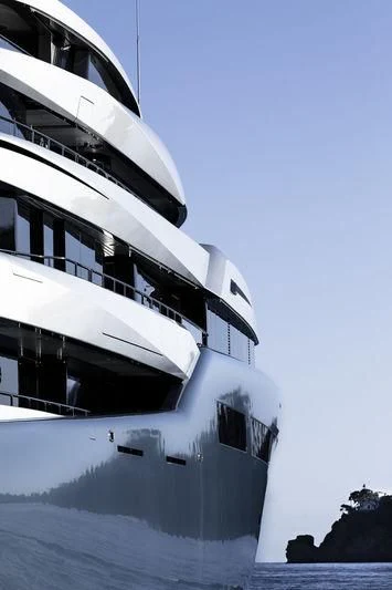 a building with a balcony aboard AVIVA Yacht for Sale