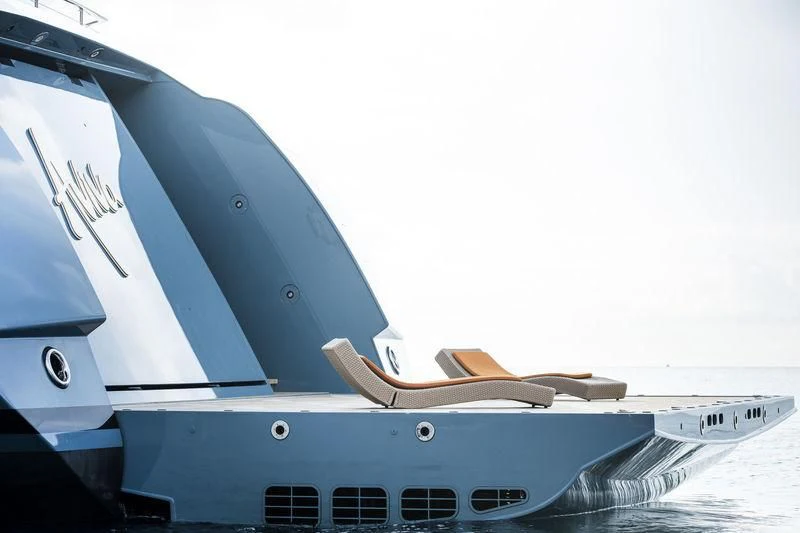 the wing of a plane aboard AVIVA Yacht for Sale