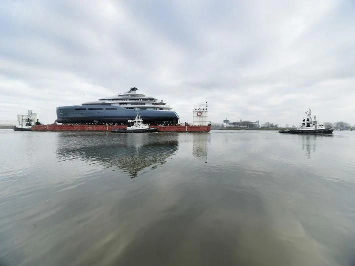 a large cruise ship in the water aboard AVIVA Yacht for Sale