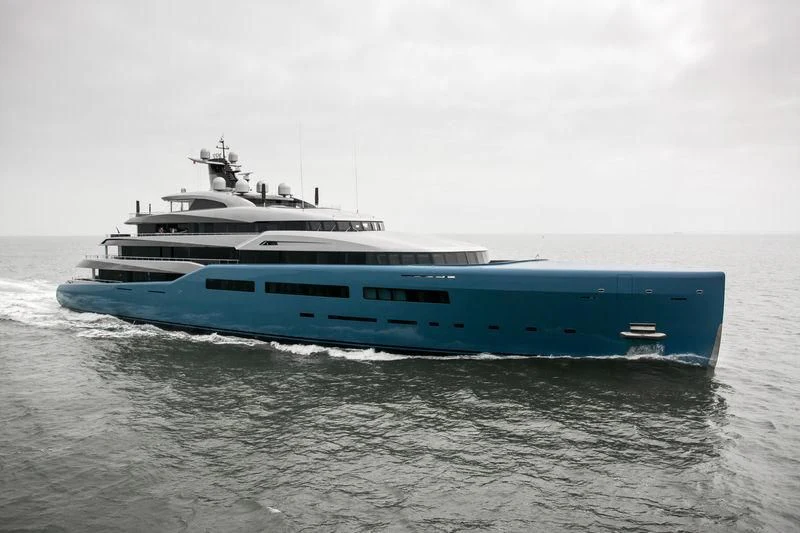 a boat in the water aboard AVIVA Yacht for Sale