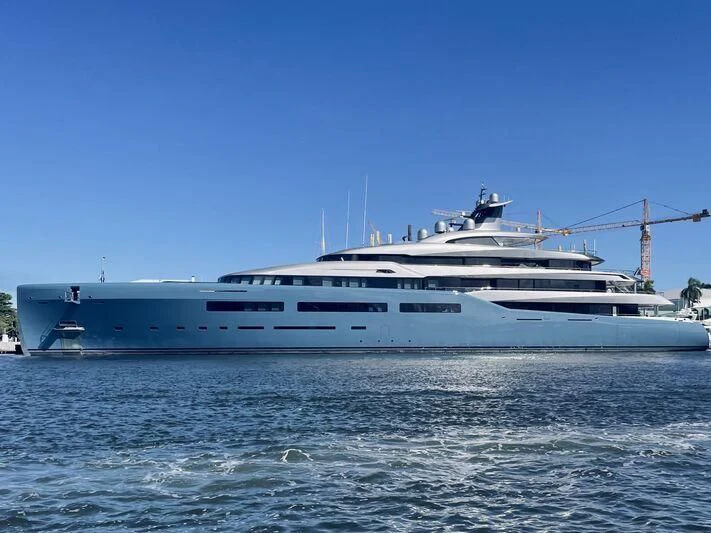 a white yacht in the water aboard AVIVA Yacht for Sale