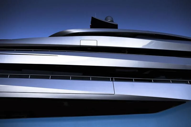 close-up of a white car aboard AVIVA Yacht for Sale