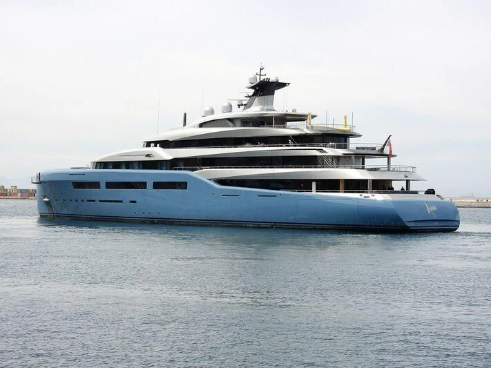 a large cruise ship in the water aboard AVIVA Yacht for Sale