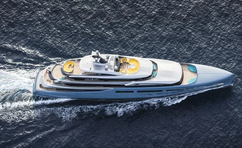 a boat in the water aboard AVIVA Yacht for Sale