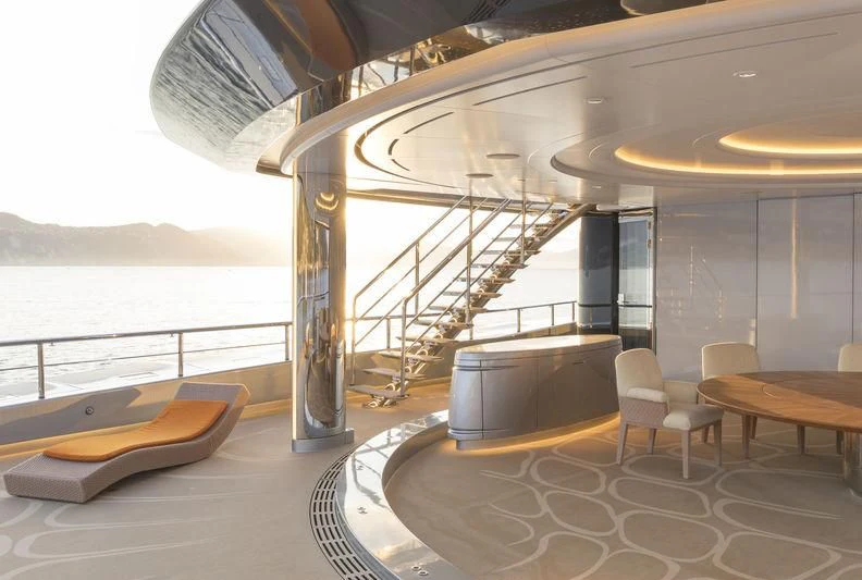 a room with a large glass ceiling aboard AVIVA Yacht for Sale