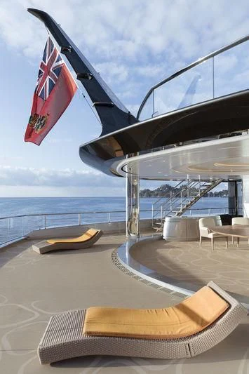 a boat on a deck aboard AVIVA Yacht for Sale