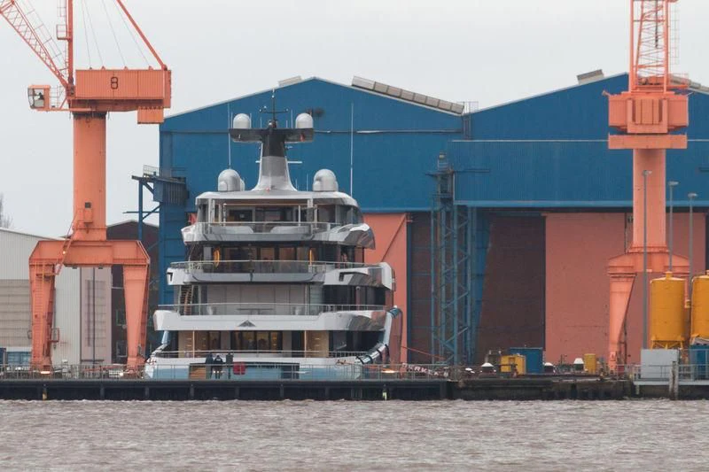 a large ship docked aboard AVIVA Yacht for Sale