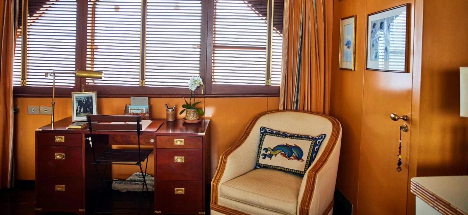 a room with a desk and a chair aboard AETEA Yacht for Sale