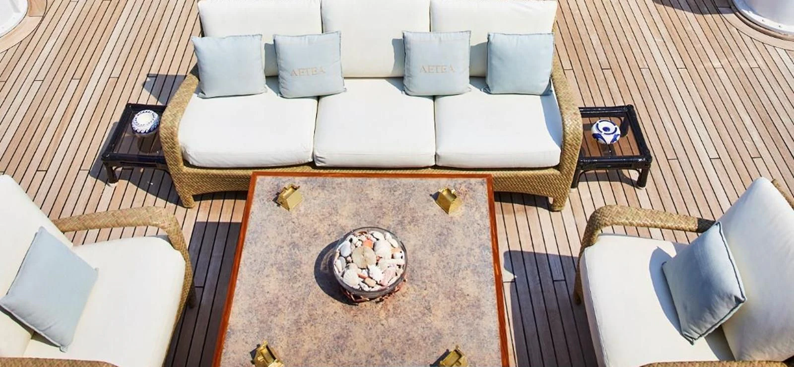 a room with a couch and chairs aboard AETEA Yacht for Sale