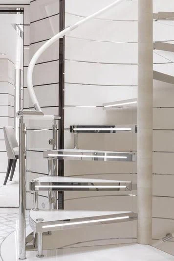 a set of white shelves aboard RASHA Yacht for Sale