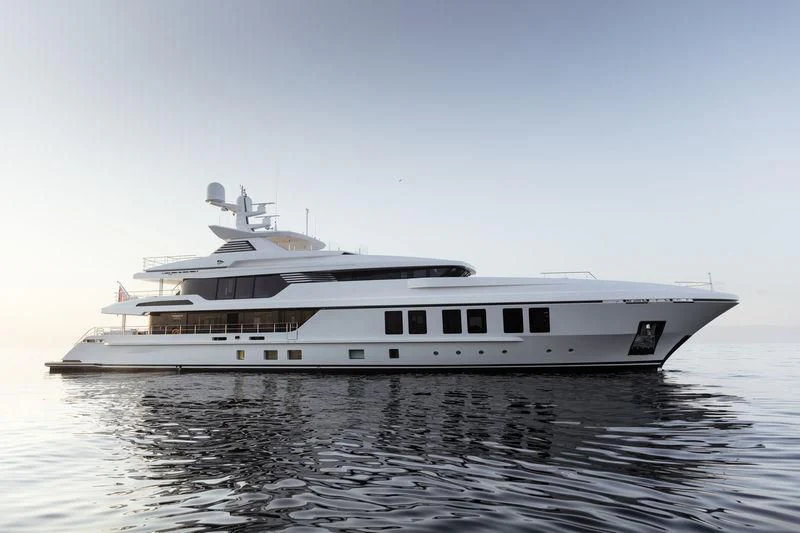 a large white ship aboard RASHA Yacht for Sale