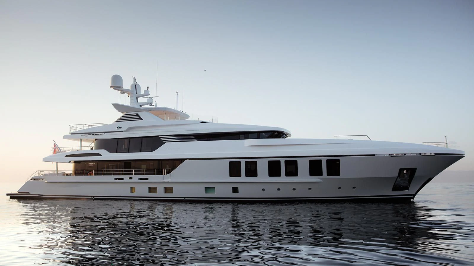 a large white ship aboard RASHA Yacht for Sale