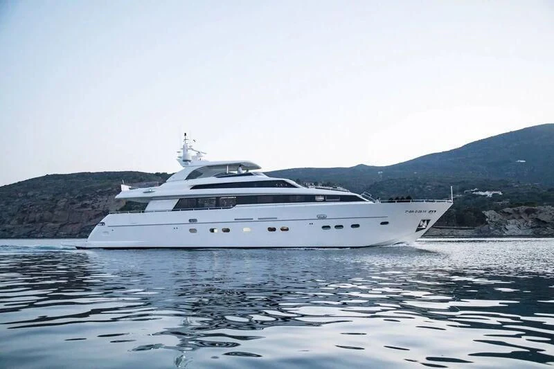 a white yacht in the water aboard KOKORO A Yacht for Sale