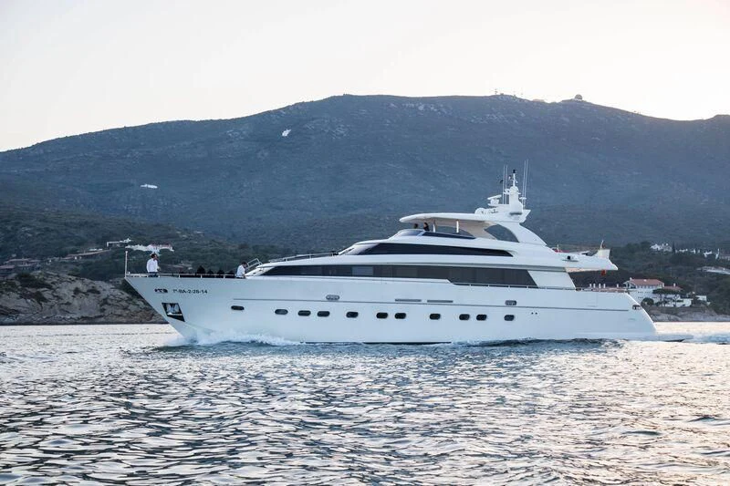 a white yacht in the water aboard KOKORO A Yacht for Sale