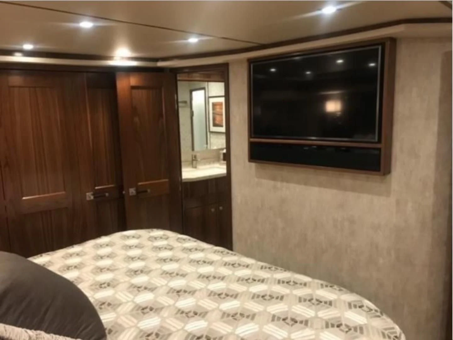 a bed in a room aboard GALATI  TRADE Yacht for Sale