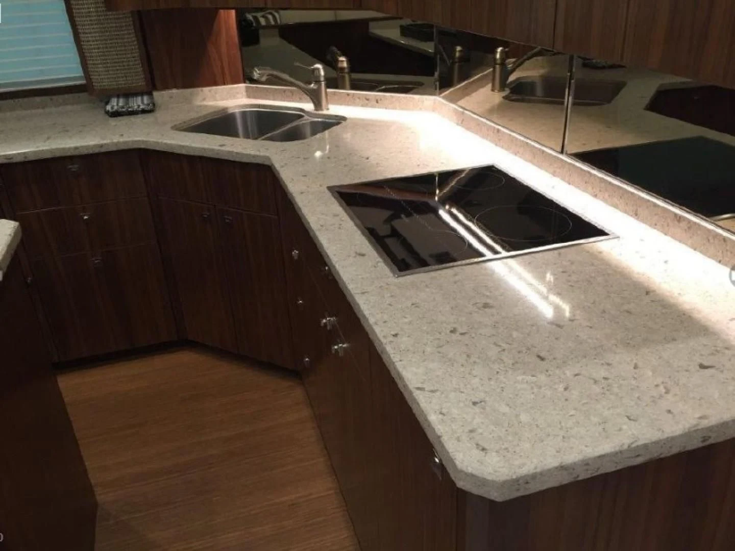 a kitchen with a sink and a stove aboard GALATI  TRADE Yacht for Sale