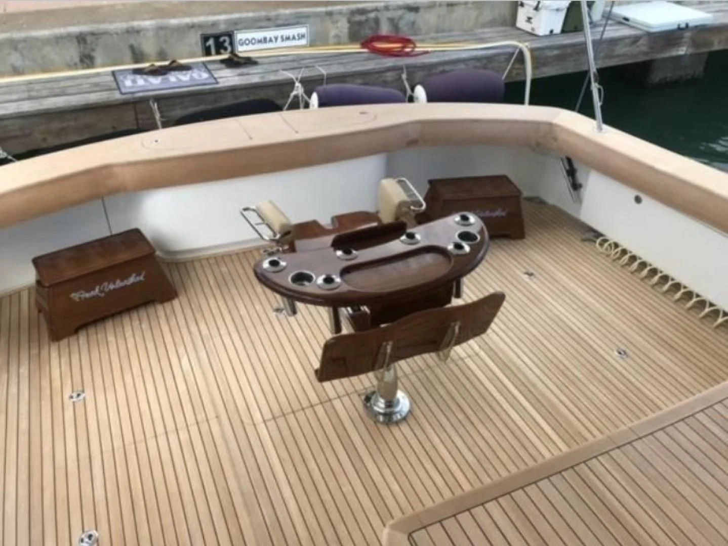 a wooden boat on a deck aboard GALATI  TRADE Yacht for Sale