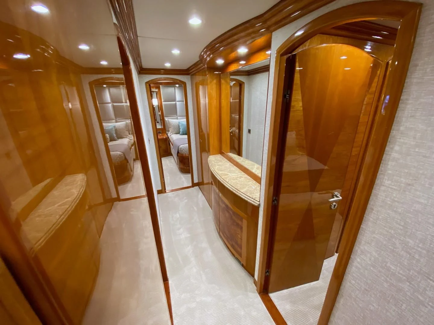 a bathroom with a large mirror aboard BRANDI WINE Yacht for Charter