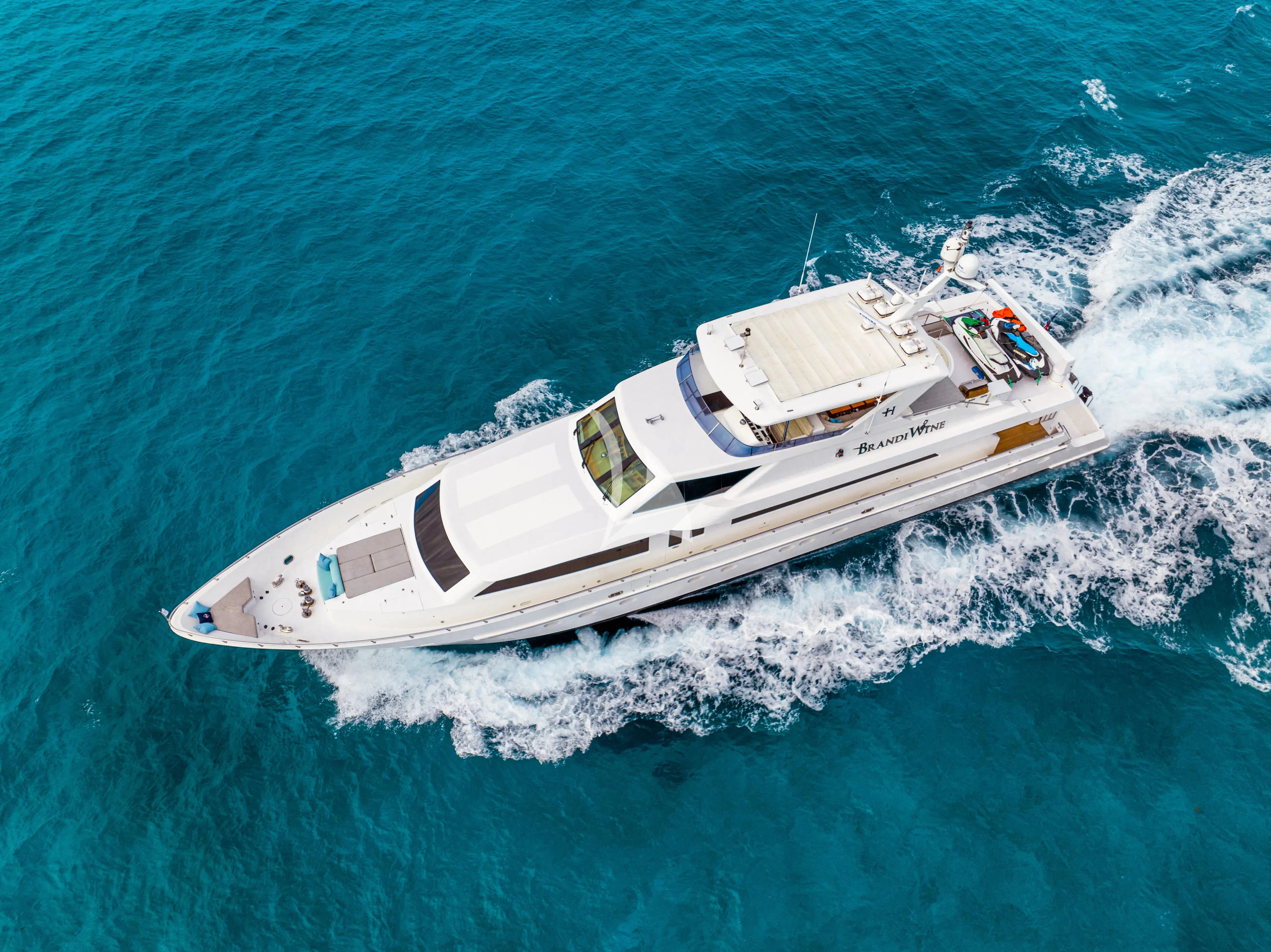 a ship in the ocean aboard BRANDI WINE Yacht for Charter