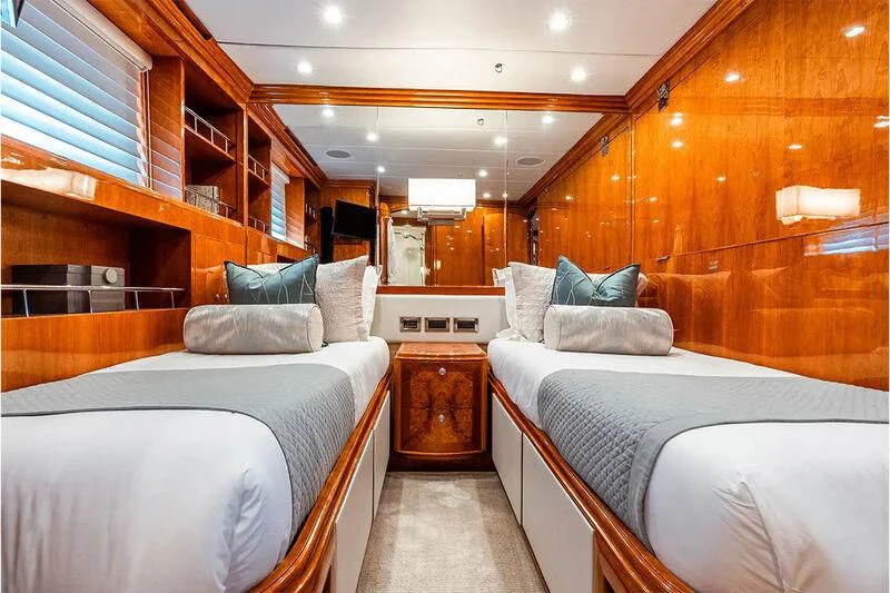 a room with two beds aboard BRANDI WINE Yacht for Charter