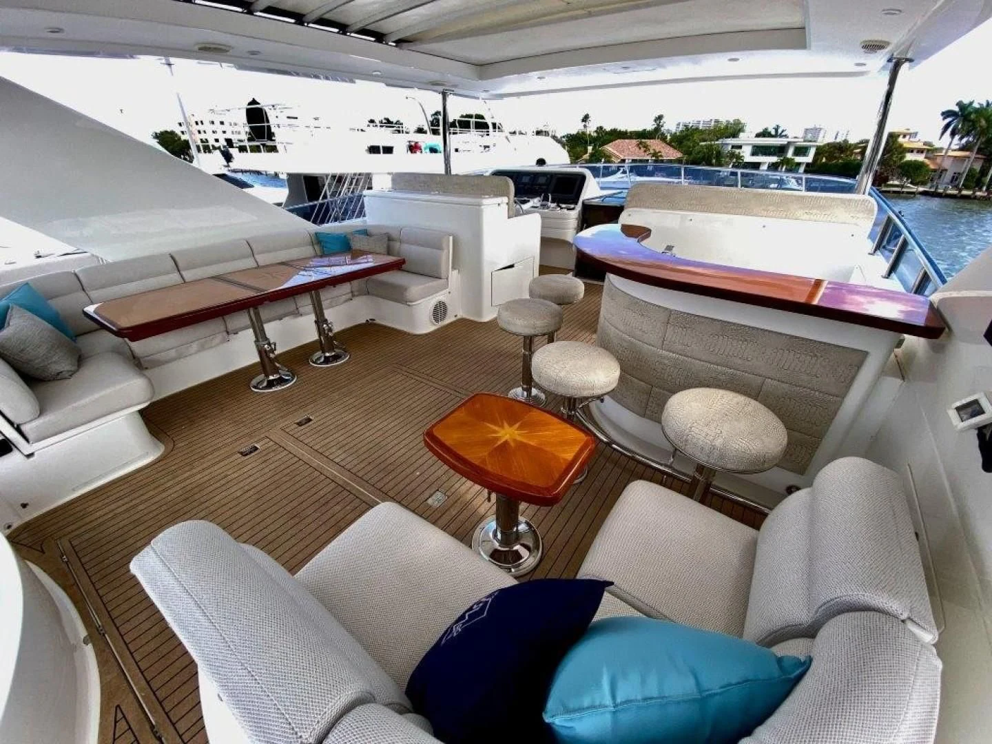 a boat with a deck and chairs aboard BRANDI WINE Yacht for Charter