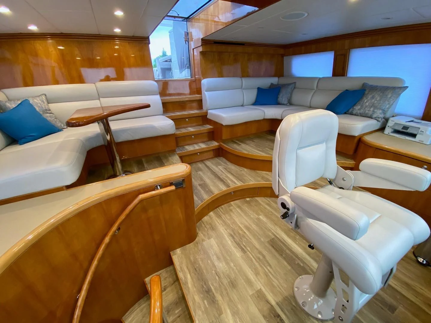 a room with couches and a table aboard BRANDI WINE Yacht for Charter