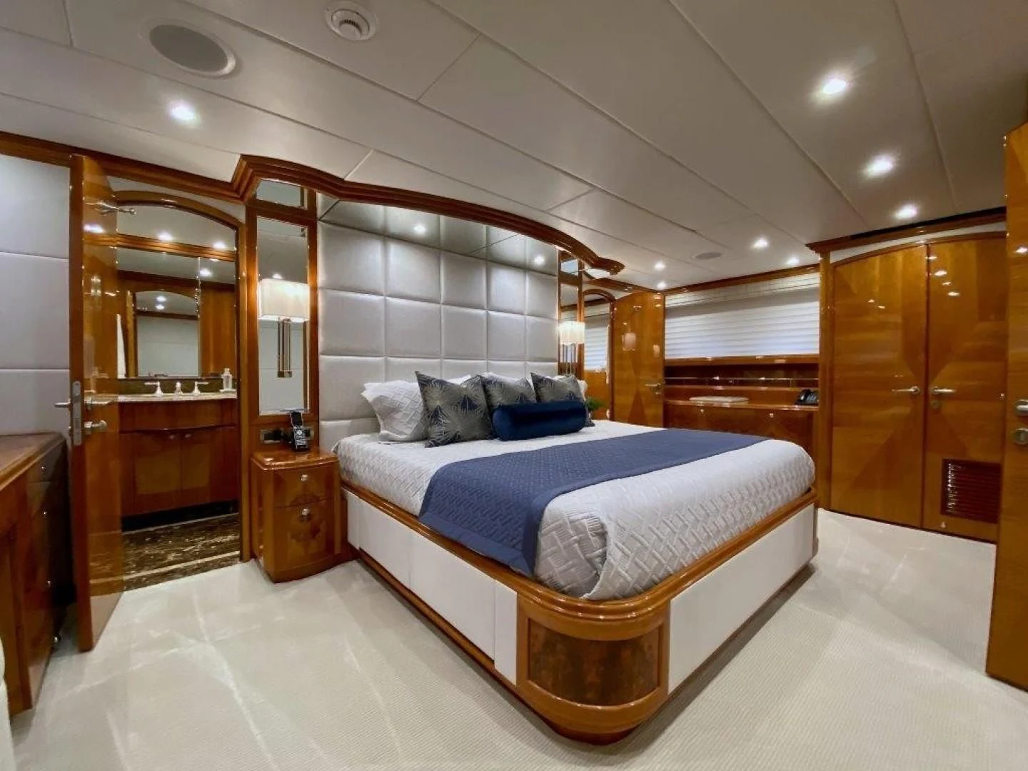 a bed in a room aboard BRANDI WINE Yacht for Charter