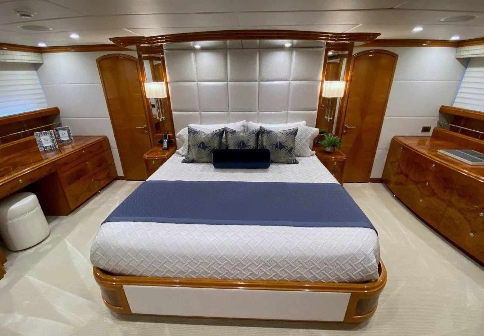 a bed in a room aboard BRANDI WINE Yacht for Charter