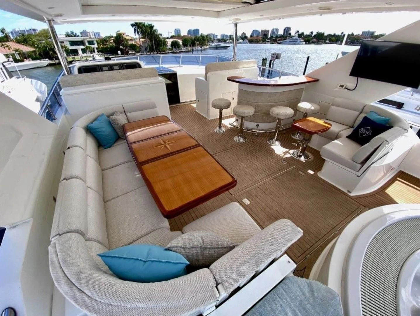 a large living room with a pool aboard BRANDI WINE Yacht for Charter