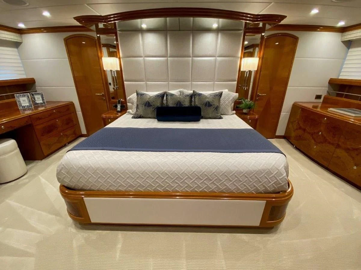 a bed in a room aboard BRANDI WINE Yacht for Charter