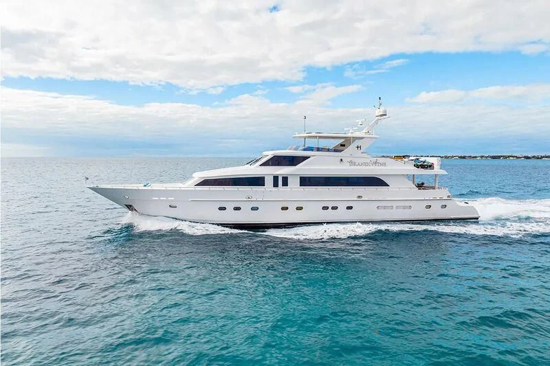 a white yacht on the water aboard BRANDI WINE Yacht for Charter