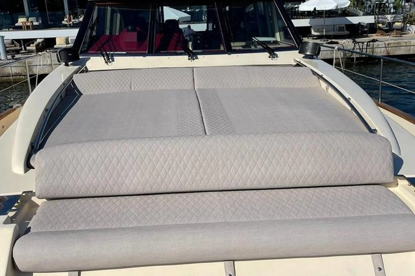 a boat on a deck aboard VINTAGE Yacht for Sale