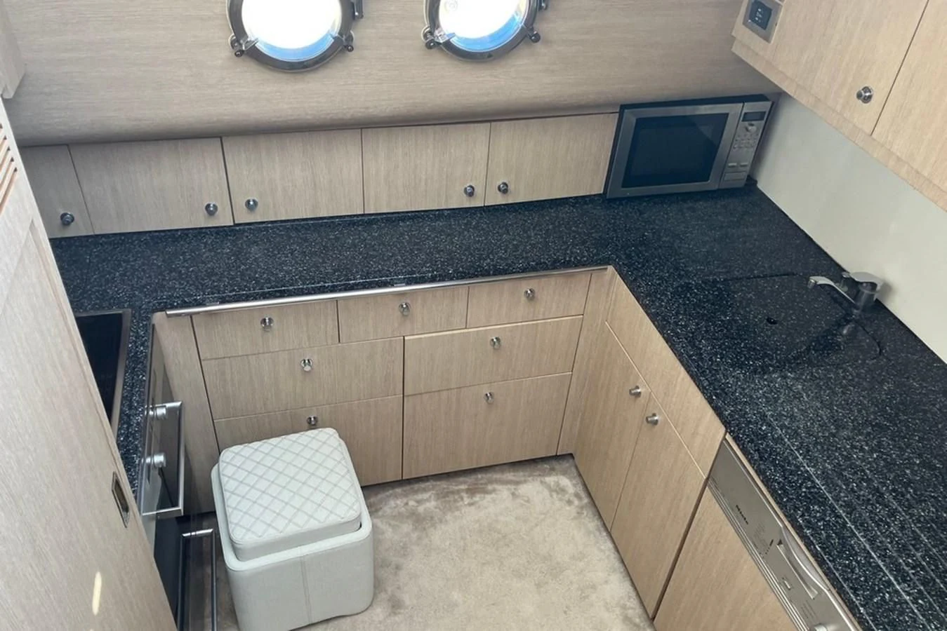 a kitchen with a countertop aboard VINTAGE Yacht for Sale