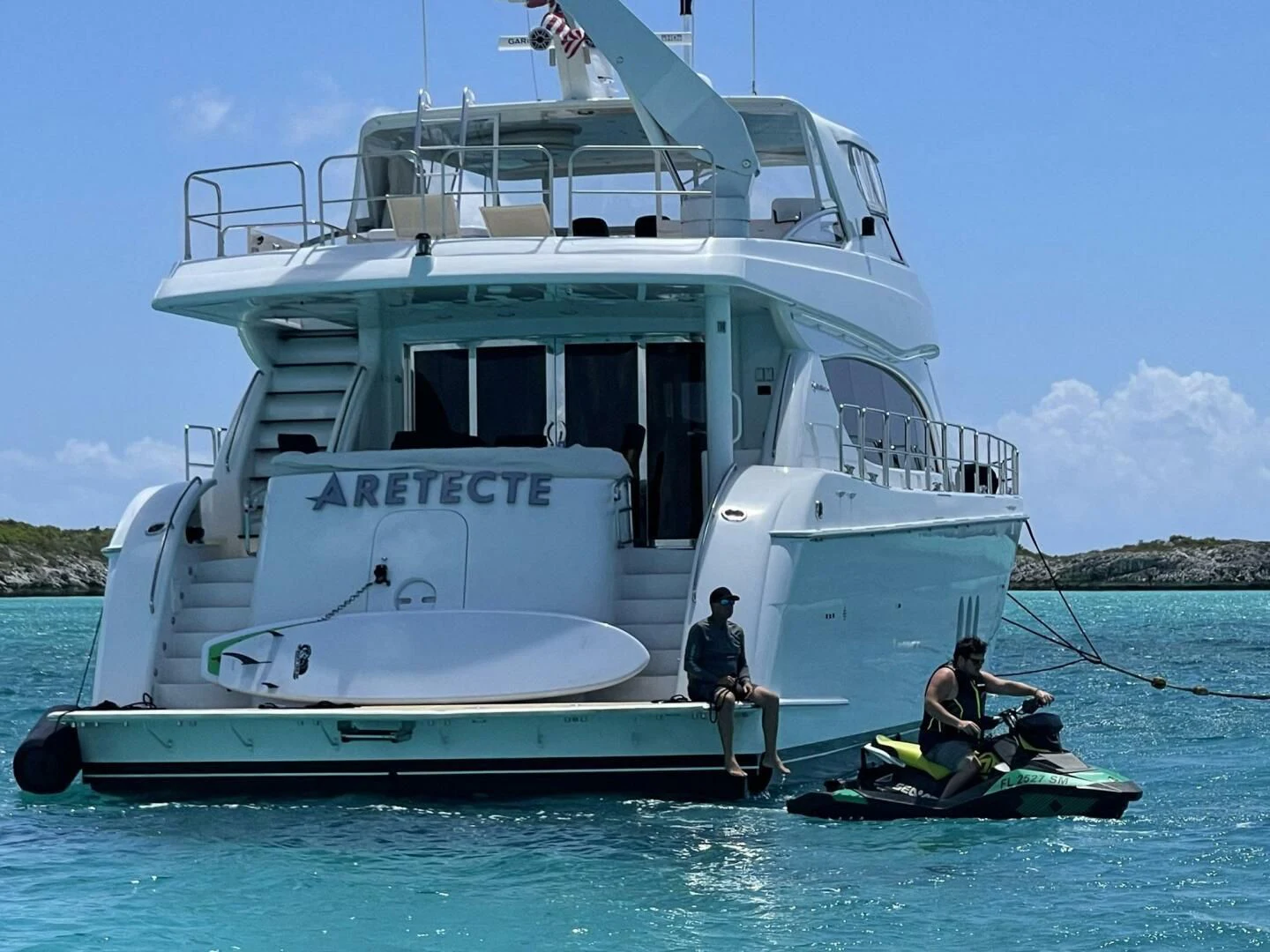 a boat in the water aboard ARETECTE Yacht for Sale