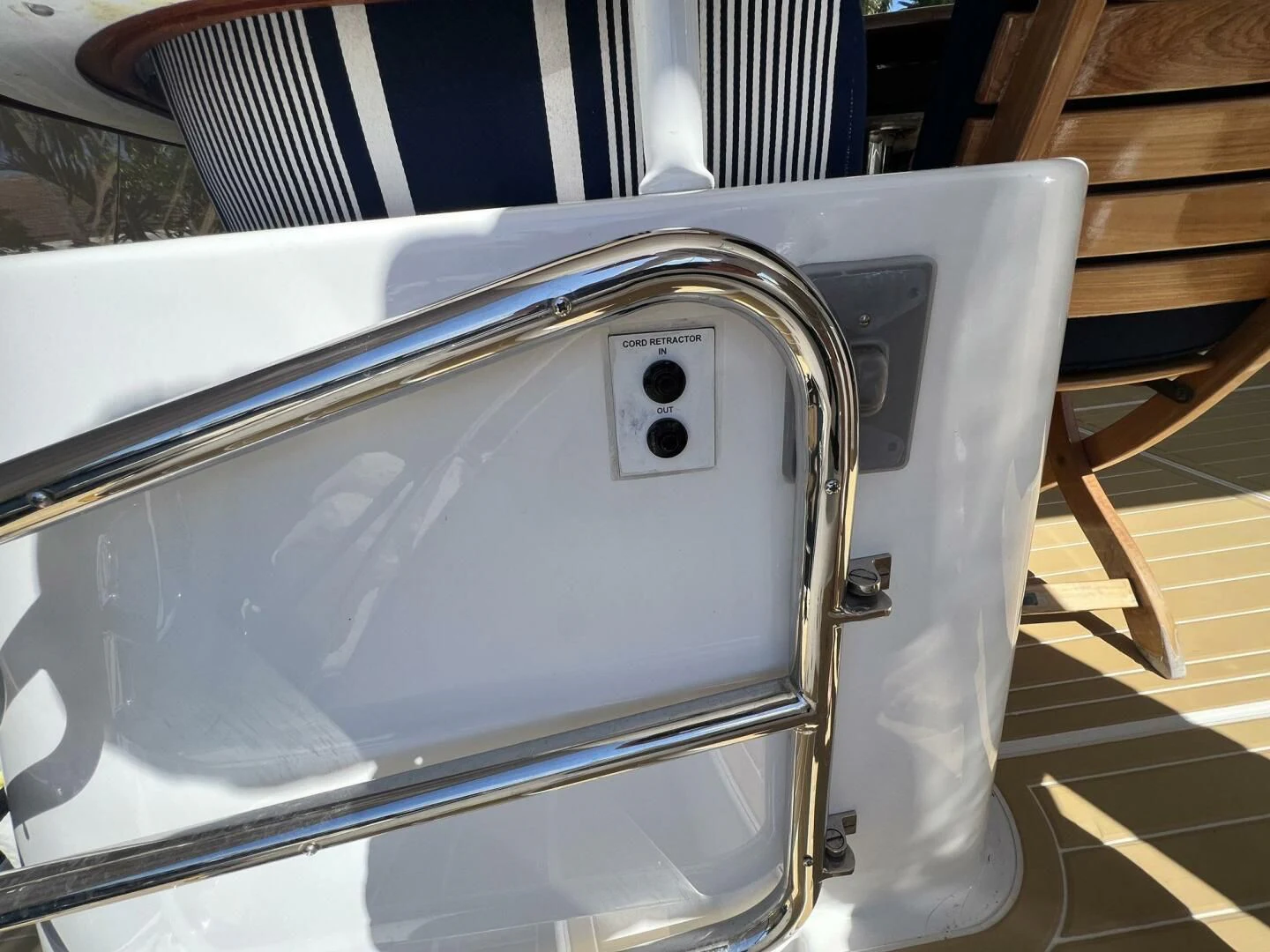 a silver faucet with a white handle aboard ARETECTE Yacht for Sale