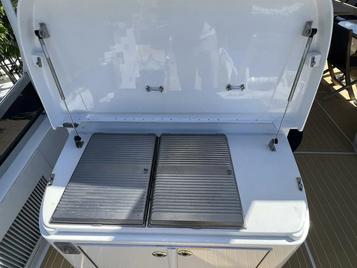 a white rectangular object with a vent aboard ARETECTE Yacht for Sale