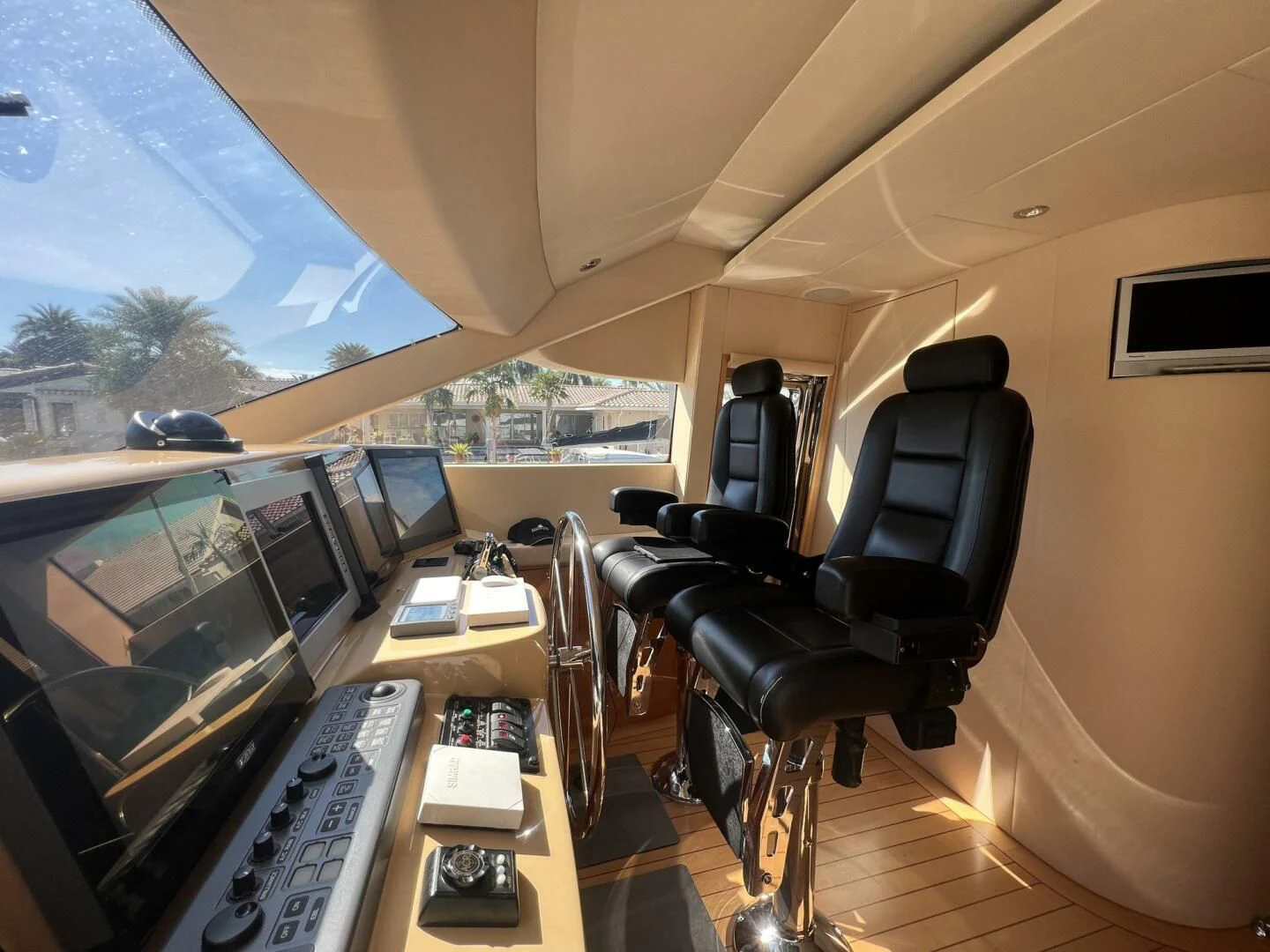a room with a desk and computers aboard ARETECTE Yacht for Sale