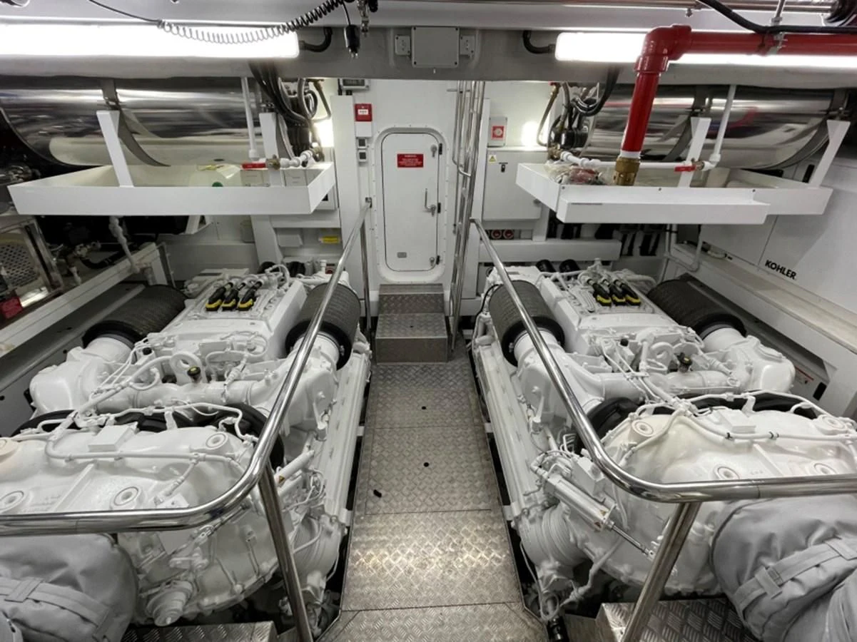 a room with a lot of equipment aboard SUNSEEKER 95 Yacht for Sale