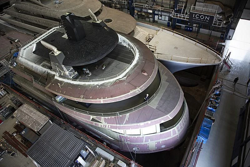 a large circular building with a circular roof aboard Q Yacht for Sale