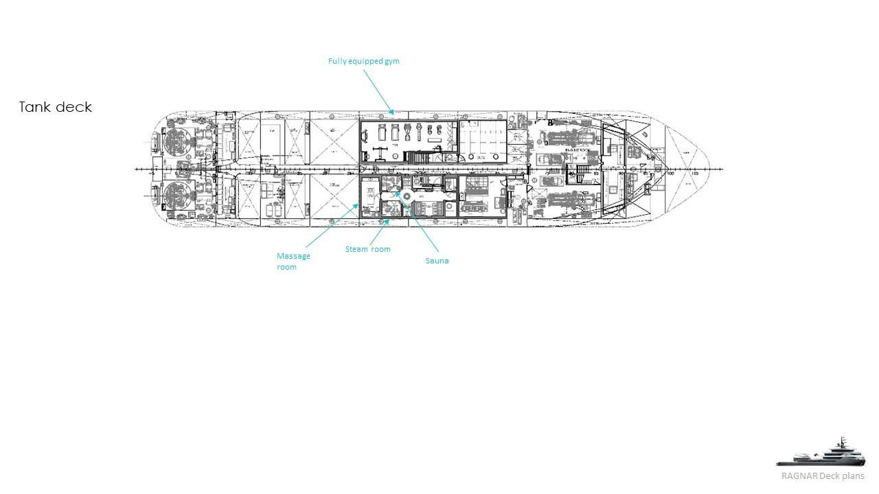 diagram, engineering drawing aboard Q Yacht for Sale