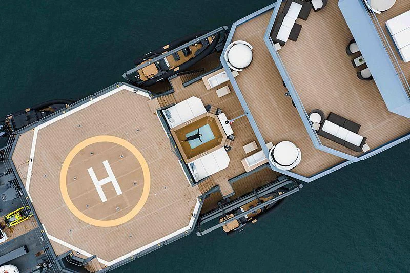 a satellite in a space aboard Q Yacht for Sale