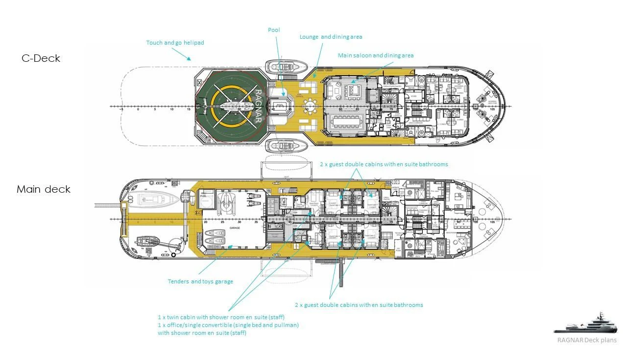 diagram, engineering drawing aboard Q Yacht for Sale