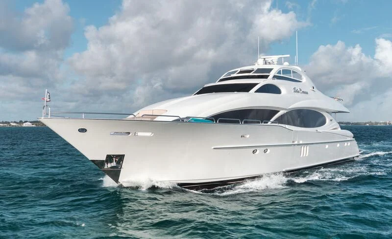 a white yacht in the water aboard LADY KRISTINA Yacht for Sale