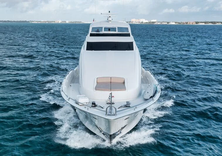 a white boat in the water aboard LADY KRISTINA Yacht for Sale
