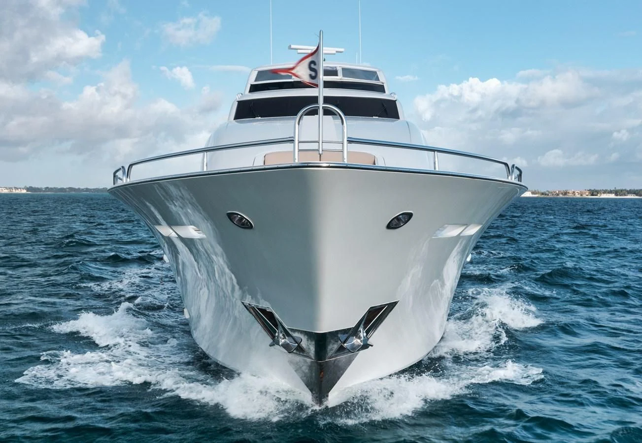a large white boat aboard LADY KRISTINA Yacht for Sale