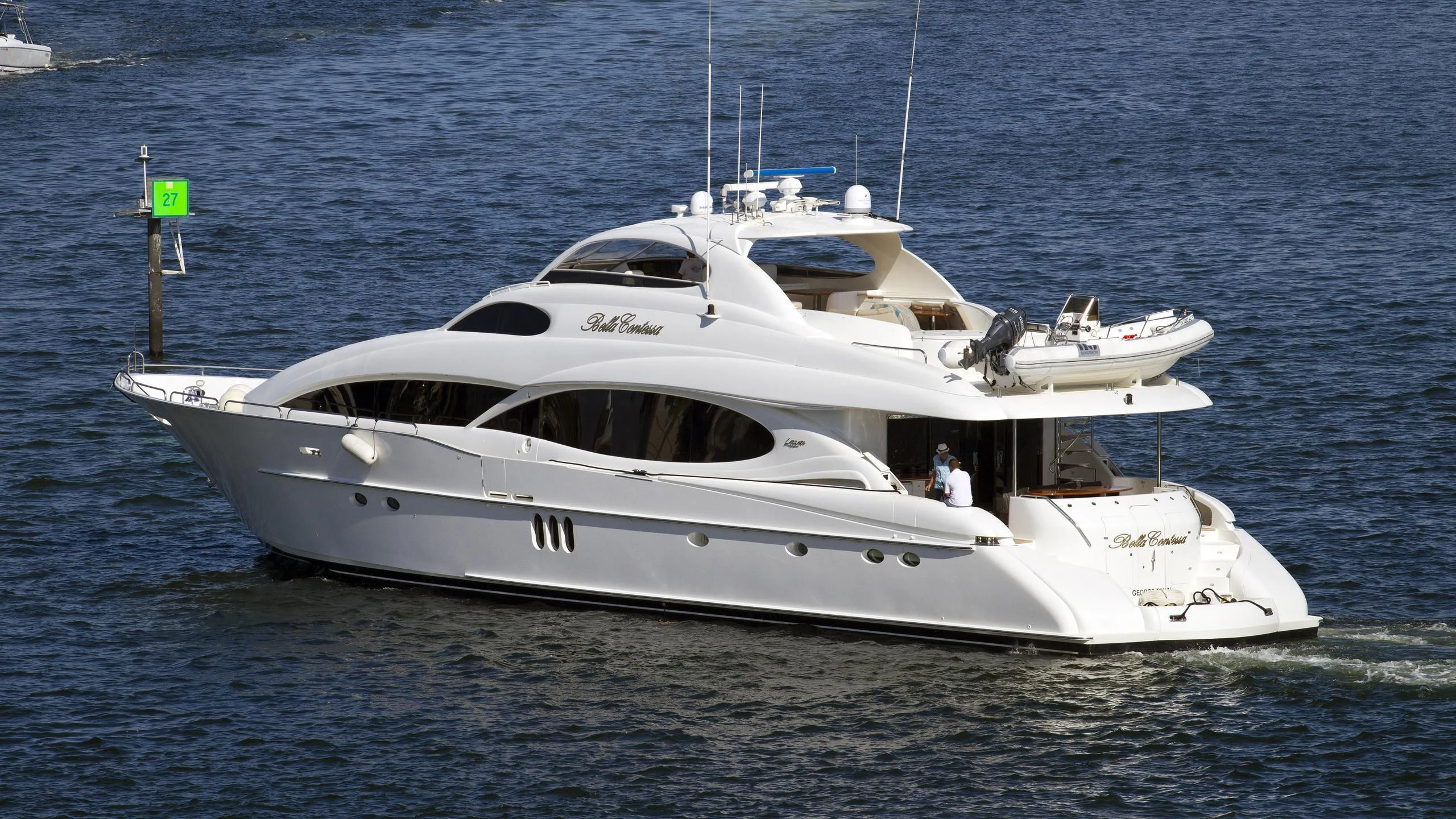 a white yacht on the water aboard LADY KRISTINA Yacht for Sale